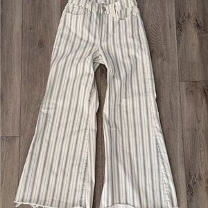 Frame Striped Wide-Leg Cropped Pants
